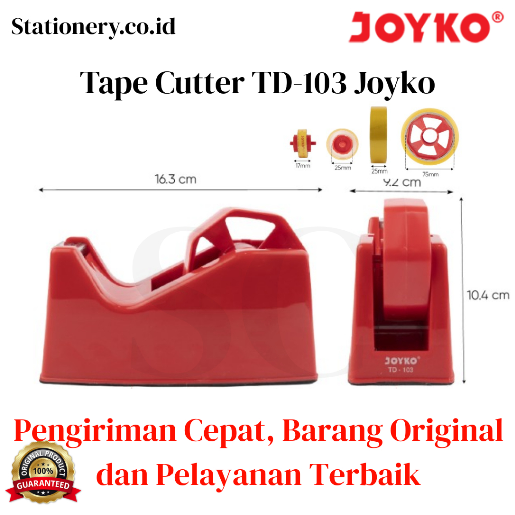 

Tape Dispenser Joyko TD-103 / Tape Cutter TD 103 / Tempat Potong Isolasi 1 Inch 1/2 Inch
