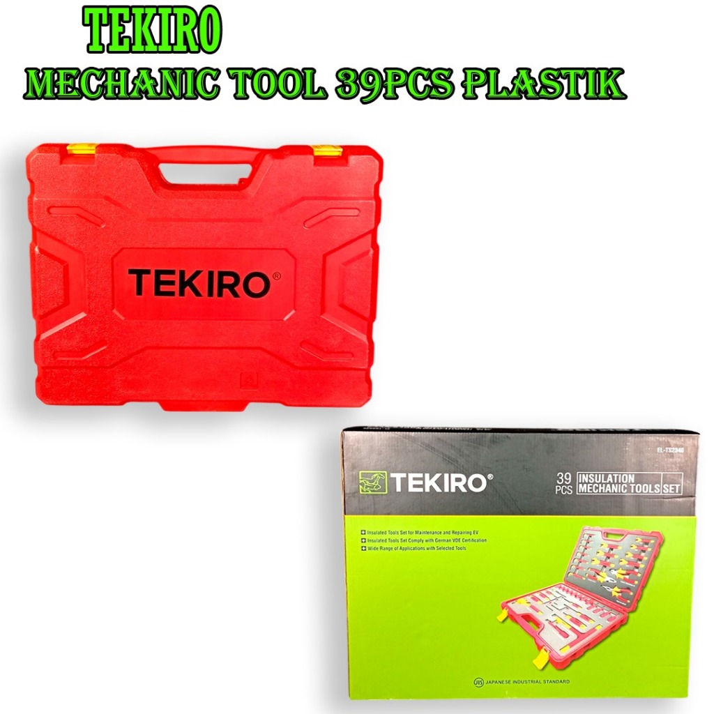 TEKIRO Mechanic Tool Set 39 PCS  Kunci & Obeng Insulasi Listrik, Box Plastik Merah TOOL SET MOBIL EV