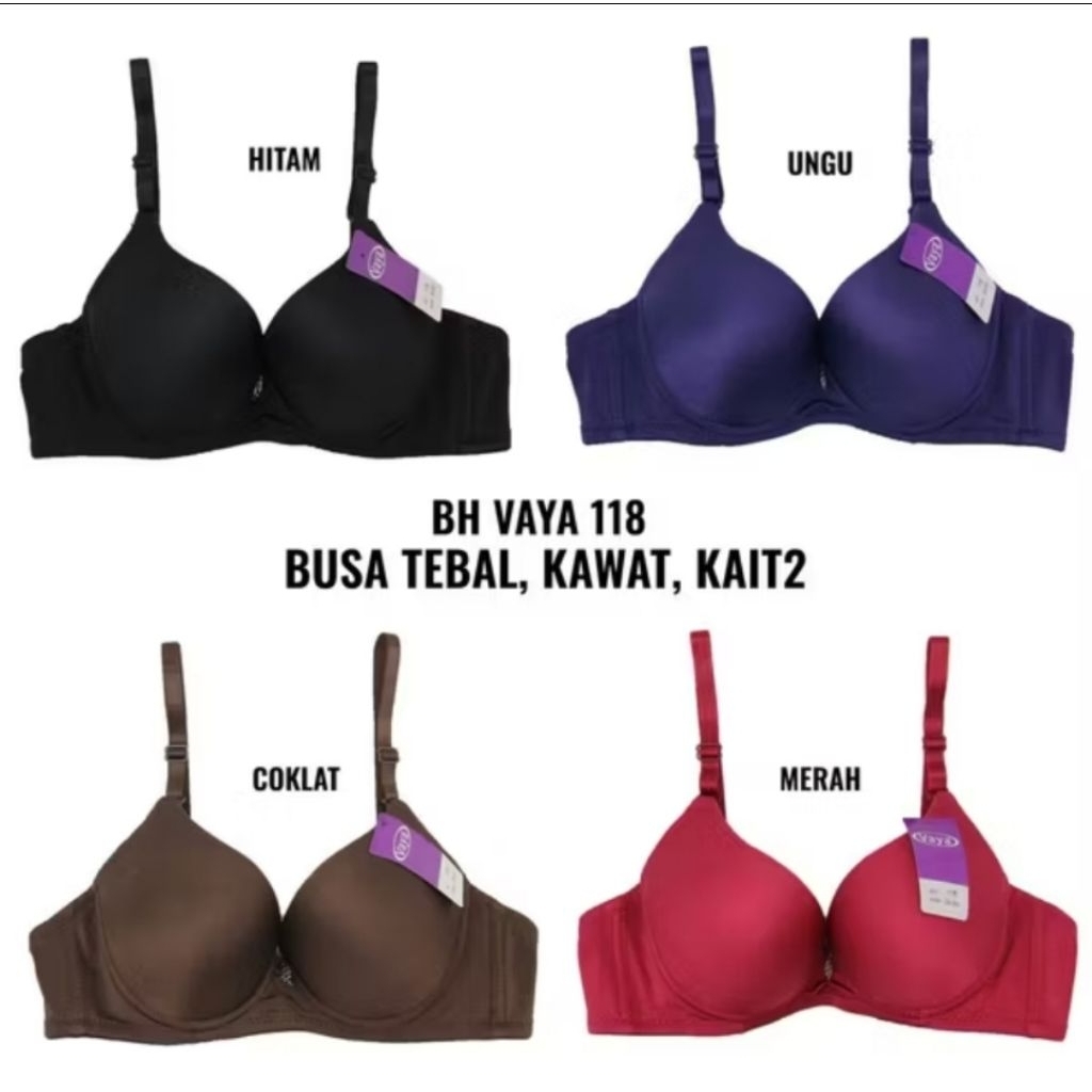VAYA BRA 118 Cup A Busa Tebal Pakai Kawat Kait 2 Size 34 - 38 | Push Up Bra Vaya