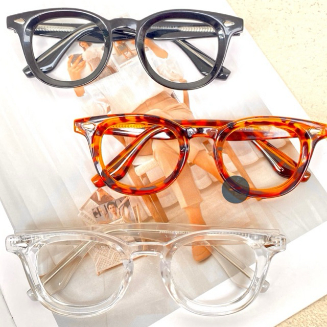 Frame Kacamata Bulat Tebal Premium - Lensa Photocromic | Antiradiasi | Blueray | Bluecromic - Minus,