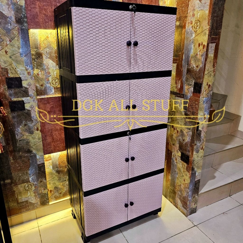 Lemari Baju Pakaian JUMBO BESAR Susun 4 EMPAT Tingkat Anak Bayi Serbaguna Serba guna Plastik Pintu P