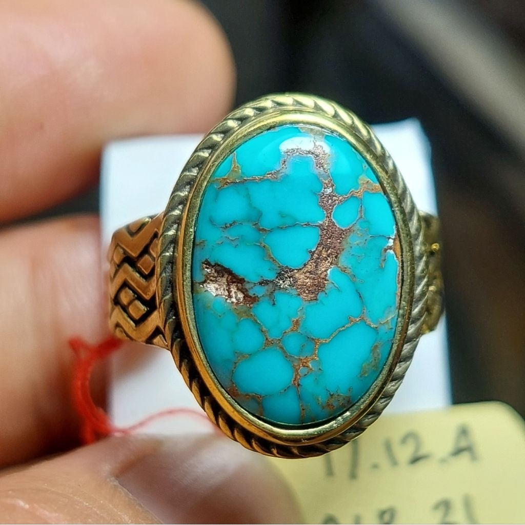 natural Pirus Mesir urat merah keemasan 17 x 12 x 4 mm [1376]