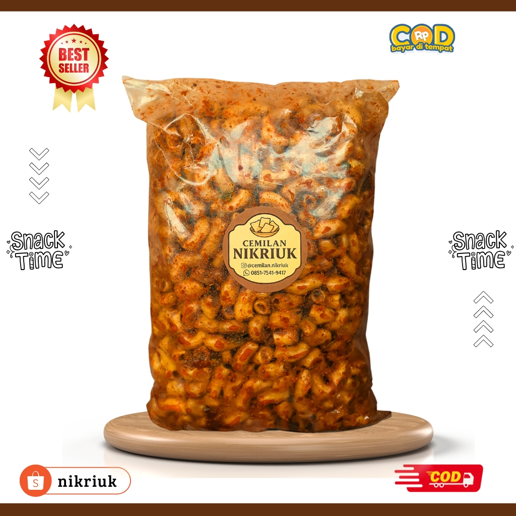 

MAKARONI BANTET PEDAS DAUN JERUK 500GR - MAKARONI BANTET PEDAS KRIUK