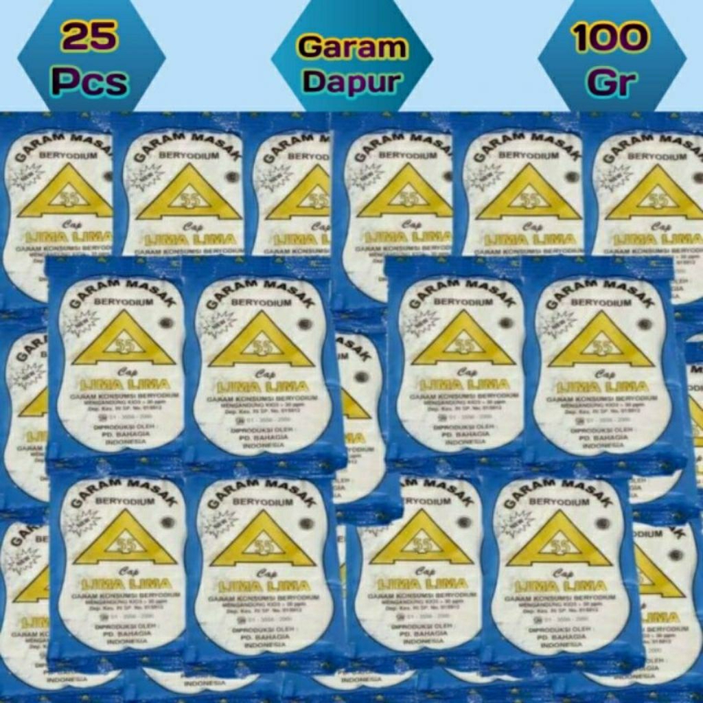 

25 Pcs Garam Masak Halus Beryoudium Termurah / Garam Masak Dapur Beryoudium Kemasan 100gr