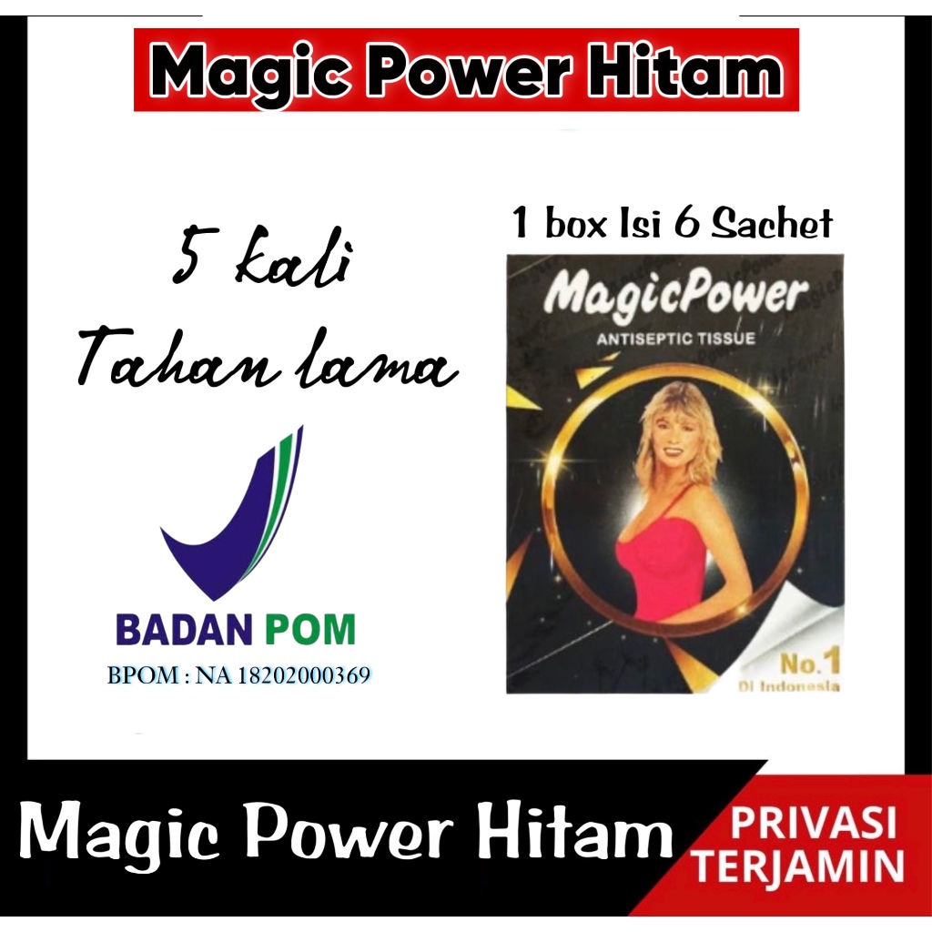 COD Tissue / Tisu Magic Power Hitam Original / Tisu Super Magic Tahan Lama Isi 6 Hitam Original