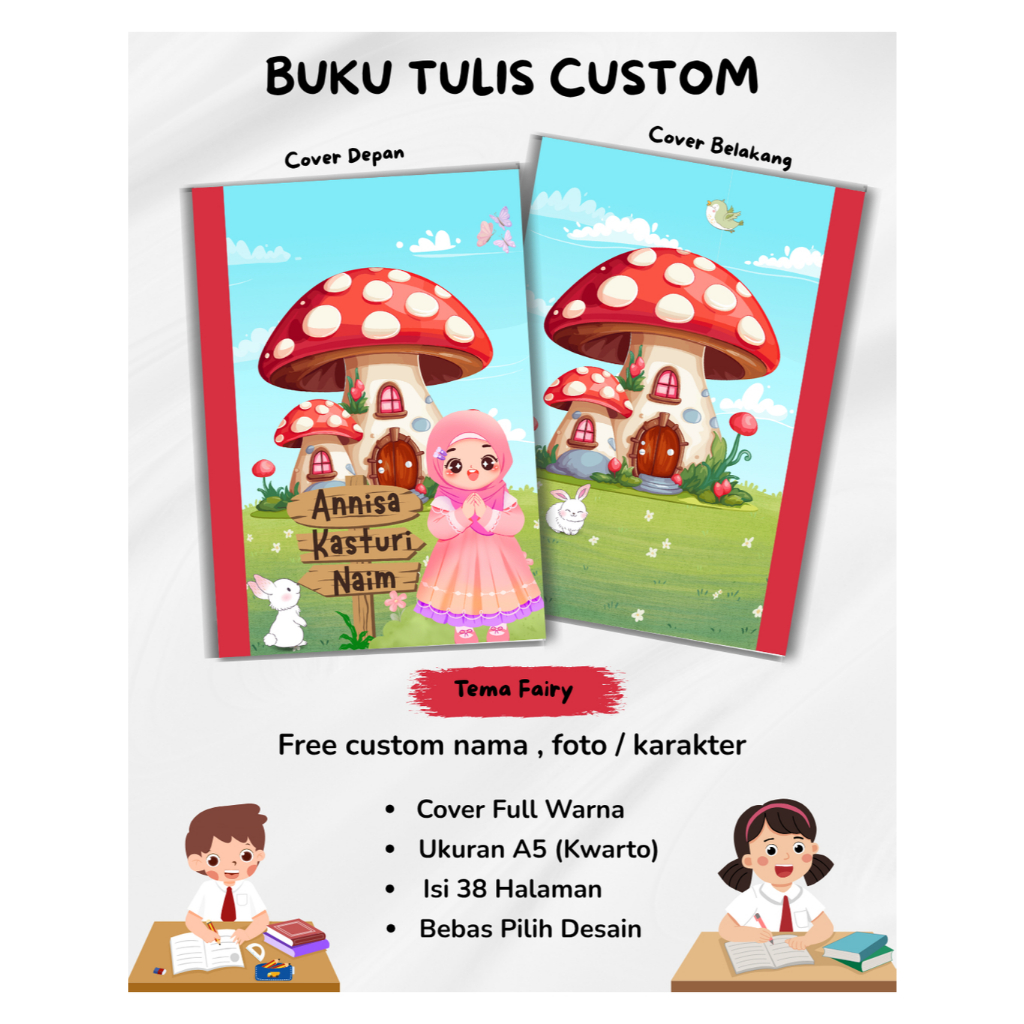 

BUKU TULIS CUSTOM NAMA DAN FOTO ISI 38 LEMBAR KWARTO BUKU SEKOLAH PELAJARAN BERGARIS DAN BERGAMBAR KARAKTER LUCU/ BUKU TULIS COVER CUSTOM (PART 1)