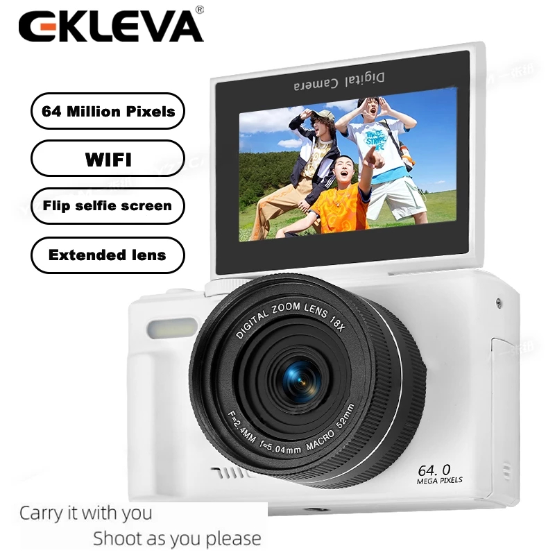 EKLEVA Kamera Digital 18X 64MP Kamera 4K Vlog Kamera Zoom Digital Support Koneksi WIFI