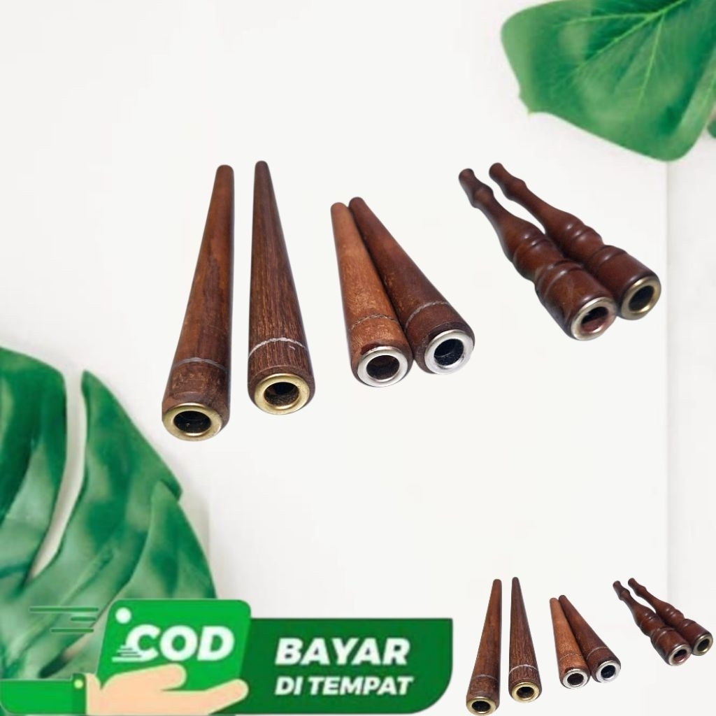 Once cangklong pipa kayu setigi motif cincin 8/12cm