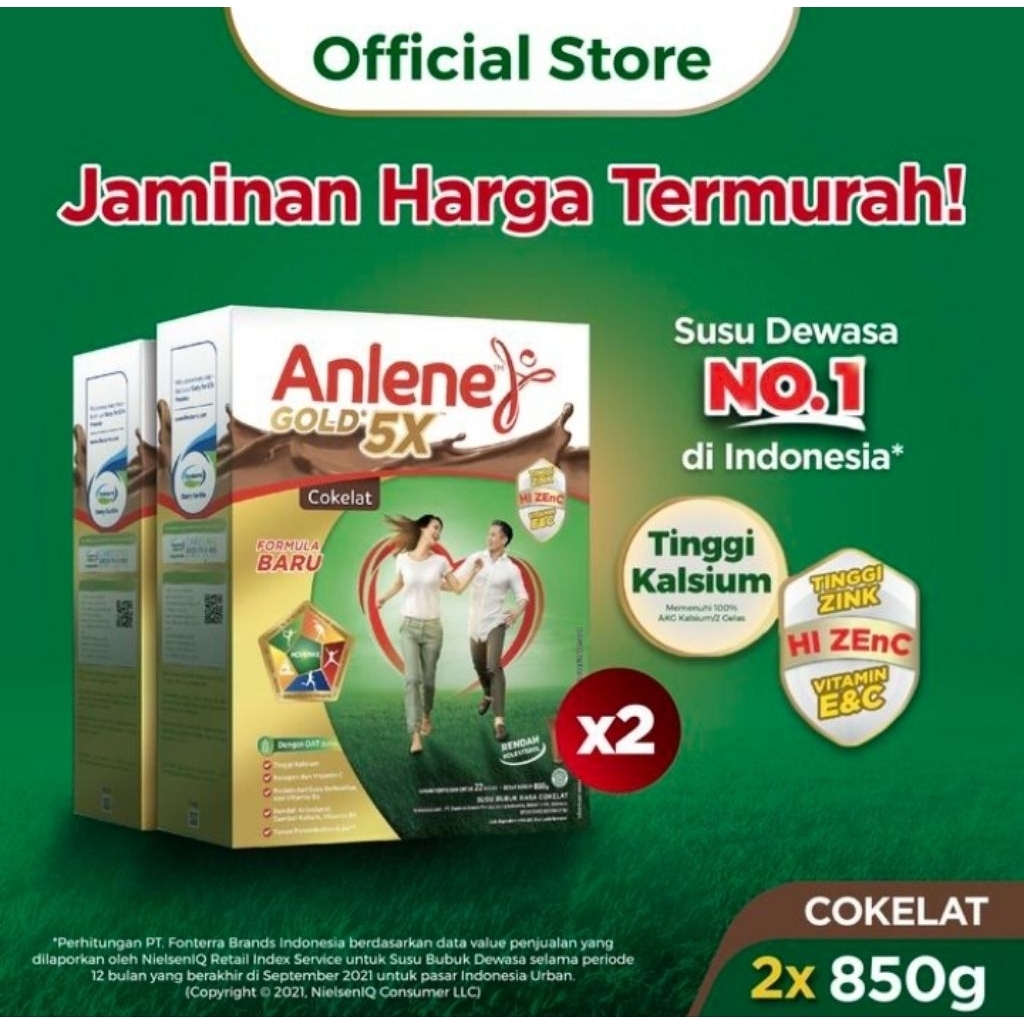 

Anlene Gold 5X Susu Bubuk Dewasa Cokelat 2x850g - Tulang & Sendi