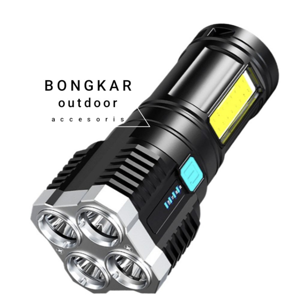 senter 4 led portable super terang