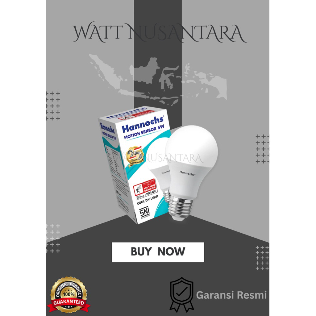 Hannochs Lampu Bohlam LED Motion Sensor/Sensor Gerak 5W 9W 13W Cahaya Putih