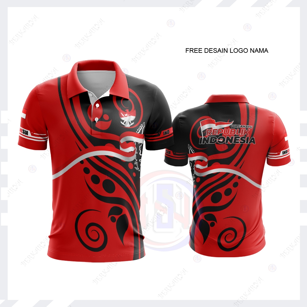 Baju Pria 17 Agustus Kaos Polo Indonesia Merdeka Jersey 17 Agustus Fullprinting Terbaru