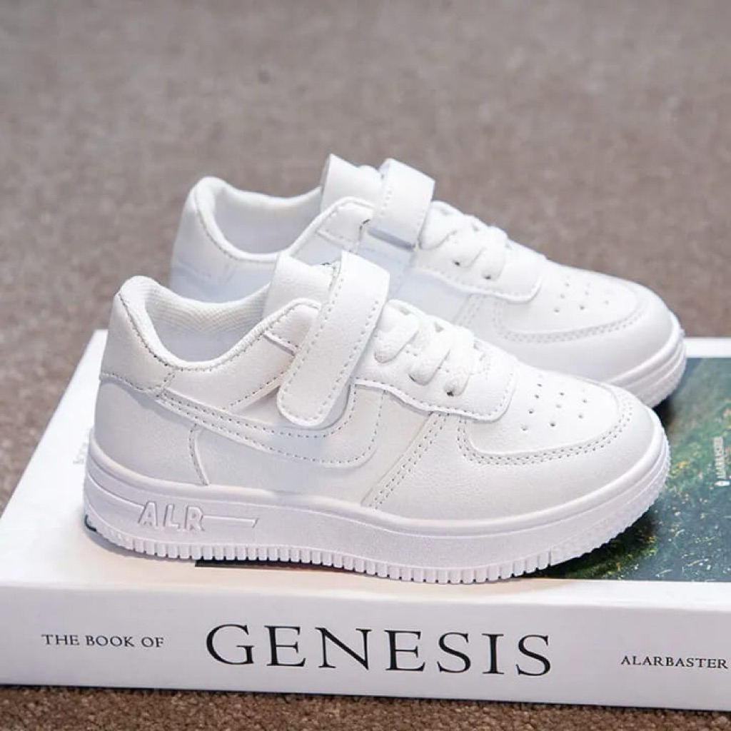 Sepatu Anak Putih Polos Perempuan Laki-laki - Sepatu Sekolah Anak SD Size 27-38 Sepatu Jogging Anak