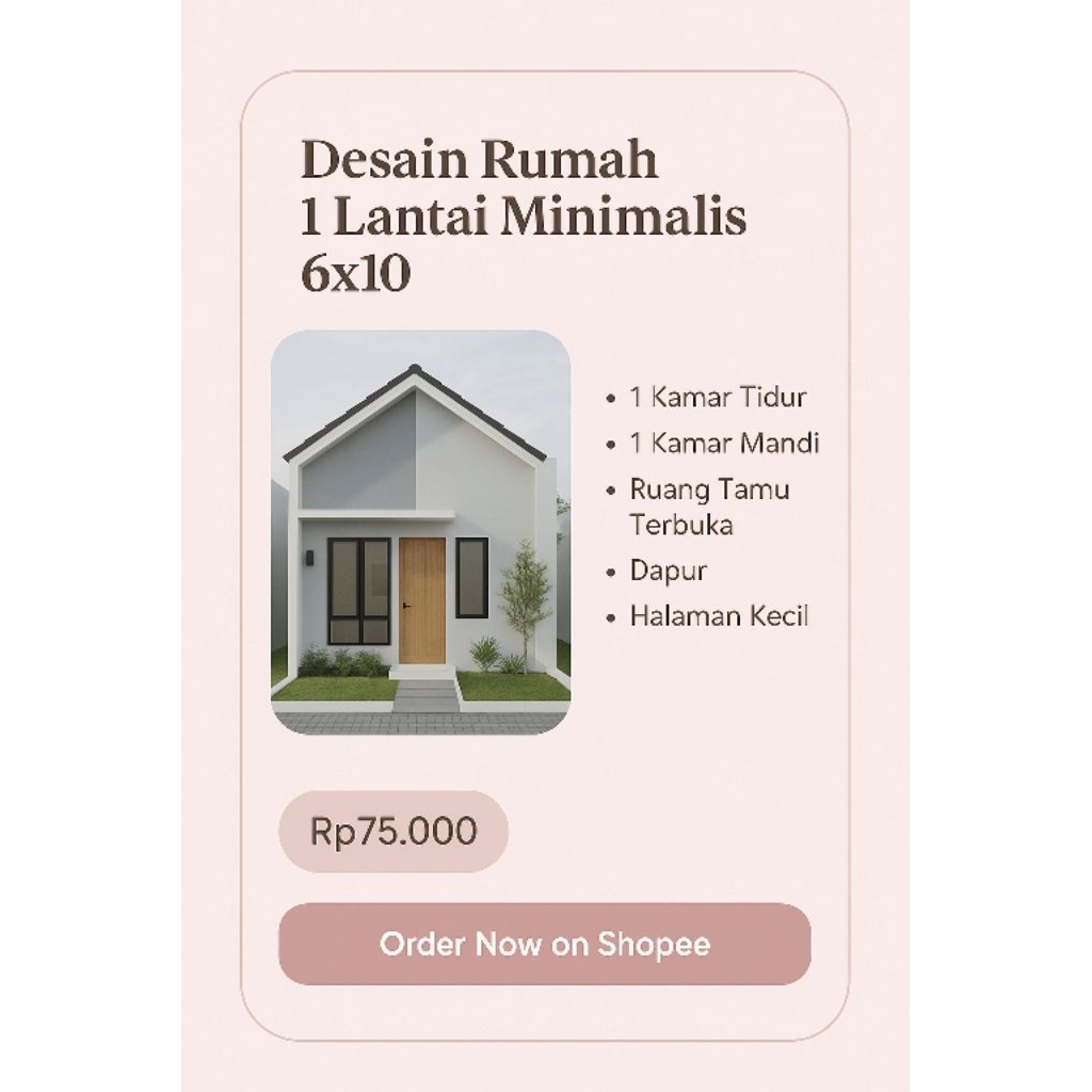 Desain Rumah Minimalis Modern 6x10 Meter Siap Pakai (PDF & JPG)