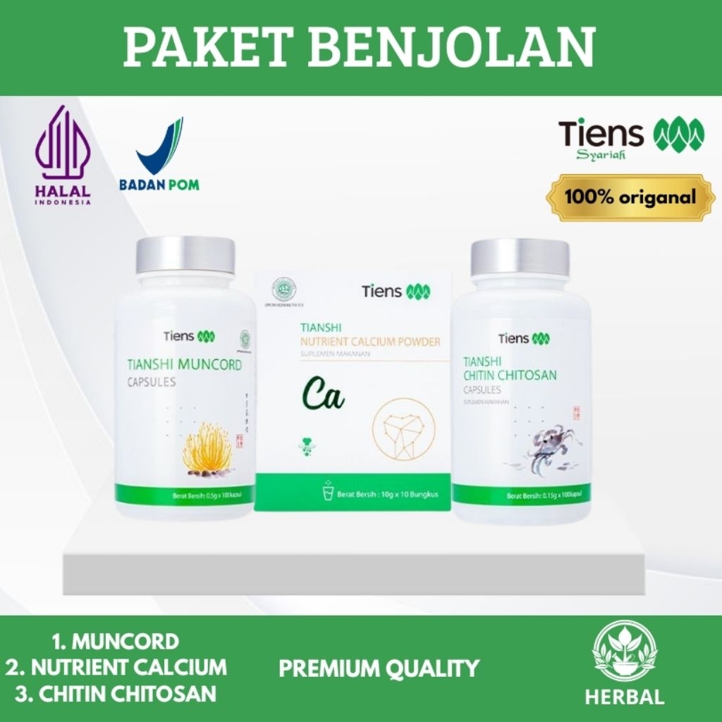 Tiens Paket Untuk Benjolan 3 Produk Lengkap Chitin Chitosan+ Calcium + Muncord
