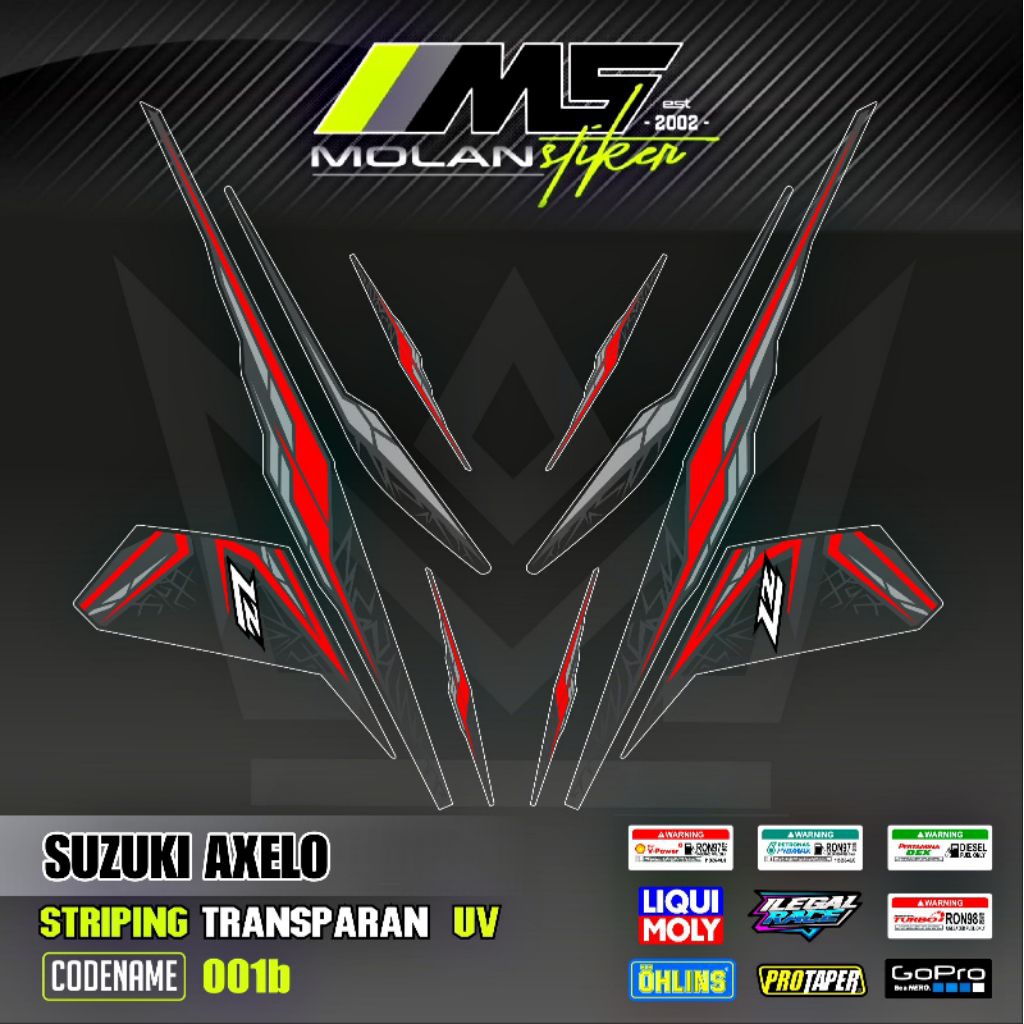 Decal Sticker Striping Variasi Transparan Uv Suzuki Axelo 125 Suzuki Shogun Axelo R 125 Shogun Axelo