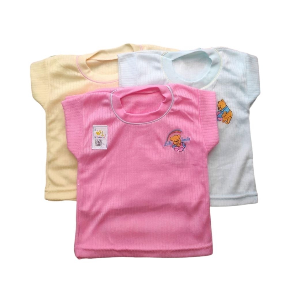 3pcs Kaos Oblong Bayi Conoco - Kaos Oblong Bayi Lengan Pendek - Baju Oblong Bayi Motif Salur