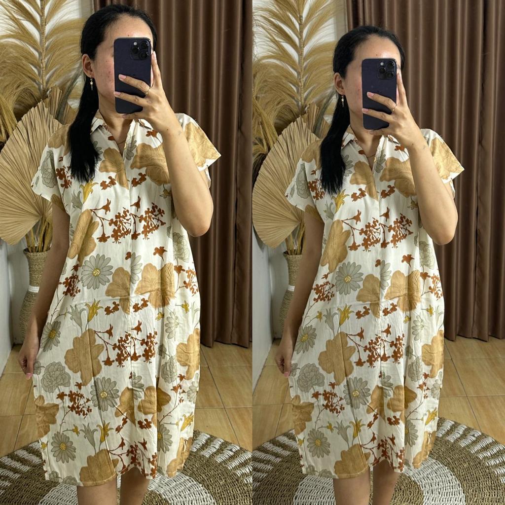 Tiara Korean Midi Dress Kerah Dan Ada Saku Rayon Premium Grade A