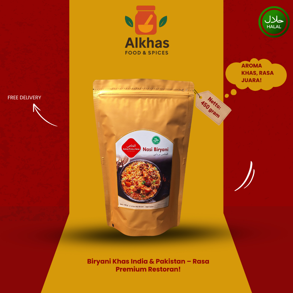 

Nasi Biryani Paket Hemat – Beras Basmati 450gr + Bumbu Biryani Instan Rasa India & Timur Tengah