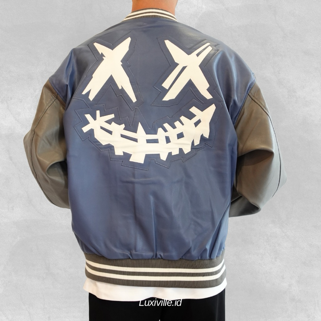 RIC Ricky Is Clown Outline Varsity Jacket Navy Original / RickyIsClown Authentic