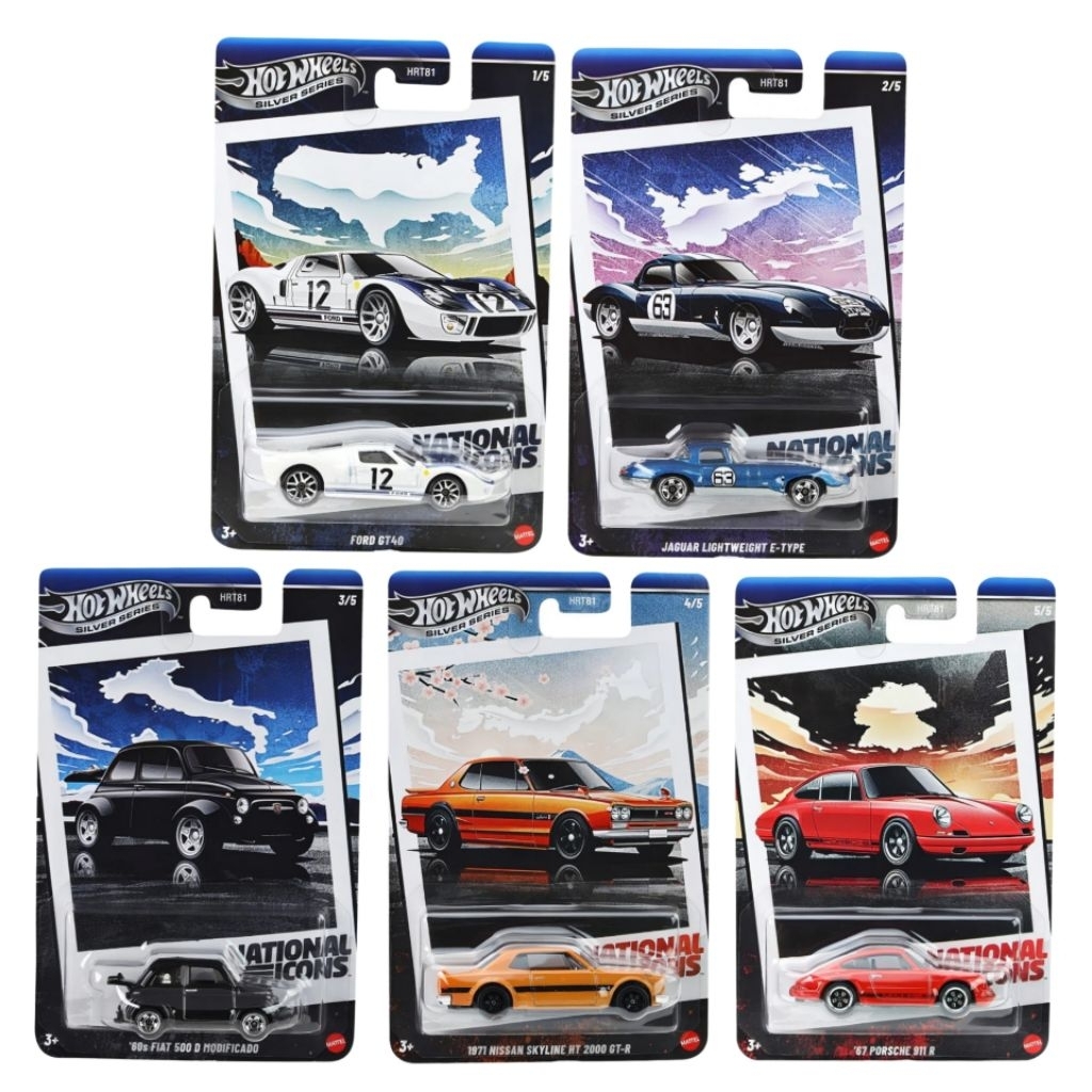 New Hot Wheels National Icons 2025 | Ford GT40, Jaguar Lightweight E-type, '60s Fiat 500 D Modificad