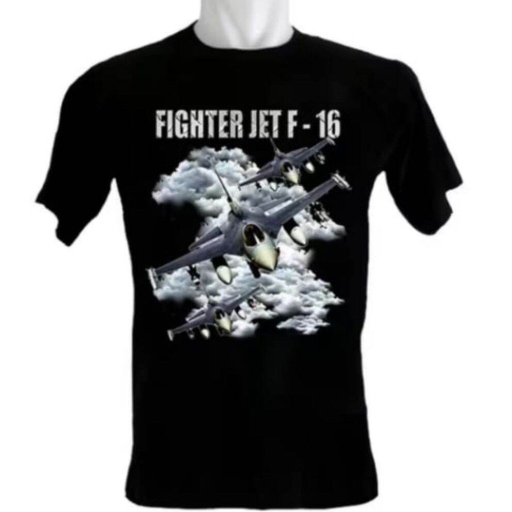 KAOS LENGAN PENDEK FIGHTER JET F - 16 // KAOS PESAWAT FIGHTER JET F - 16 LENGAN PENDEK BISA COD