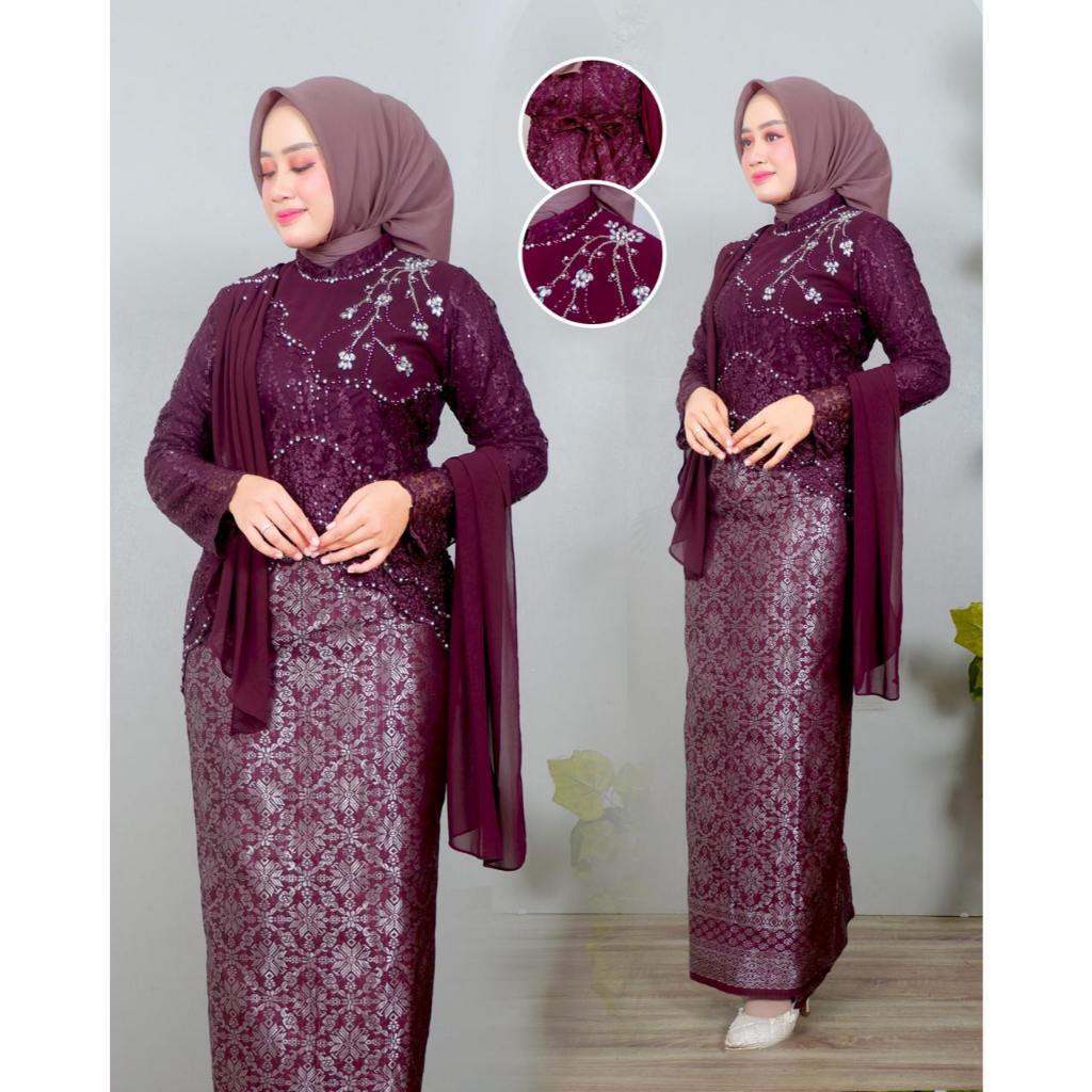 Stelan Kebaya Namira Kebaya Kondangan Anak remaja Modern Kekinian Baju Pesta Pakai Slendang Kebaya W