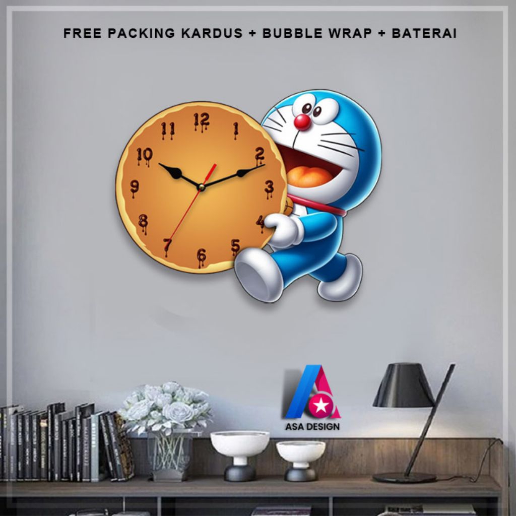 Jam dinding unik karakter doraemon / Hiasan dinding