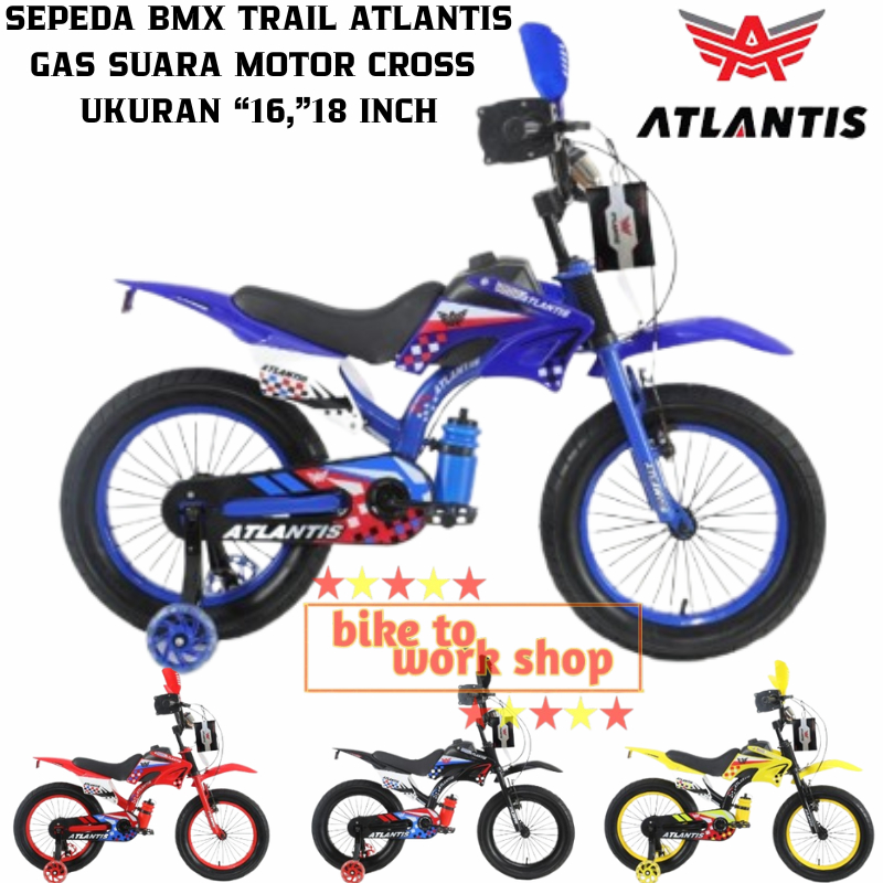 SEPEDA BMX 12 16 18 INCH ANAK TRAIL  ATLANTIS GAS SUARA MOTOR CROSS SUSPENSION FRAME