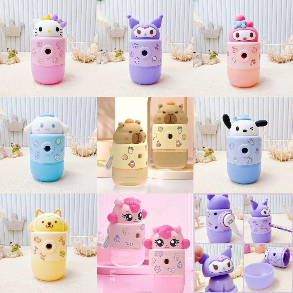 

Rautan Pensil Kuromi Melody Cinnamoroll Capybara Little Pony Pochacco Pompurrin | Serutan Pensil Putar Karakter | Rautan Pensil Sanrio Import
