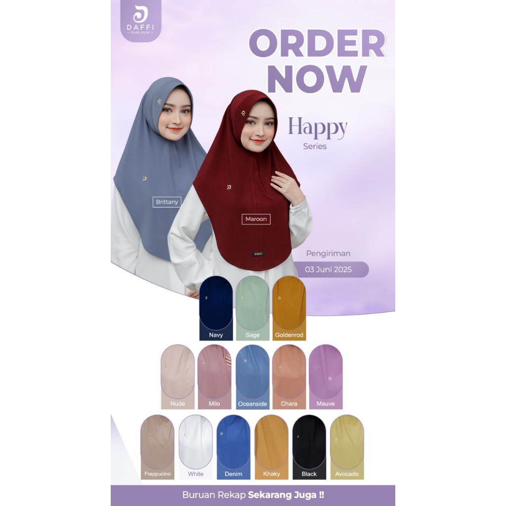 DAFFI HAPPY NEW SERIES / HIJAB BERGO INSTAN / HIJAB BERGO DAFFI / HIJAB DAFFI HAPPY / HIJAB BERGO DE