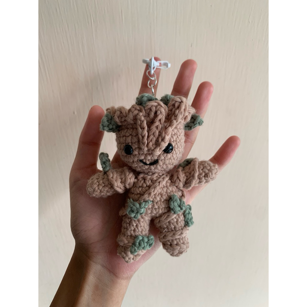 [Shinorinami] Baby Groot Crochet Keychain Bag Charm | Gantungan Kunci Rajut Groot Marvel