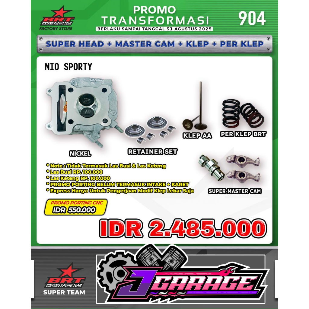 PAKET HEAD MIO SPORTY - BRT - HEAD + NOKEN AS / MASTER CAM + KLEP + PER KLEP