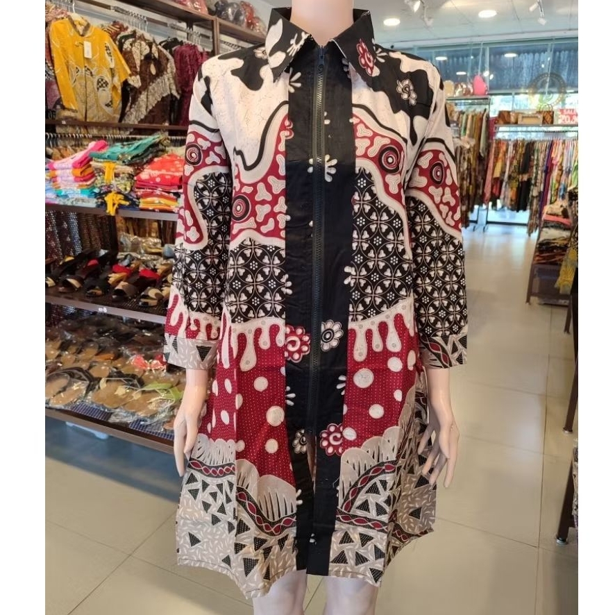 Batikita- Tunik batik wanita modern tunik batik kerja lengan panjang