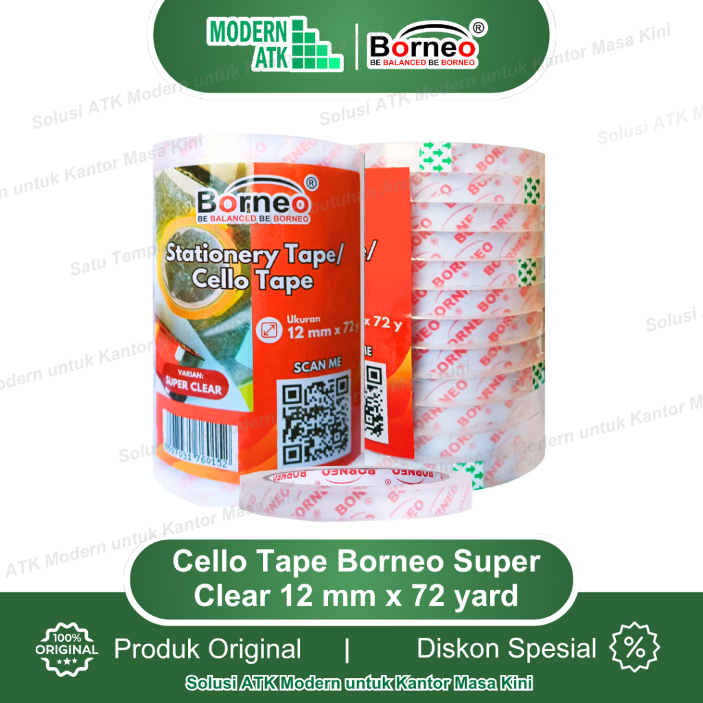 

Borneo Cello Tape / Selotip Super Clear 12 mm x 72 Yard