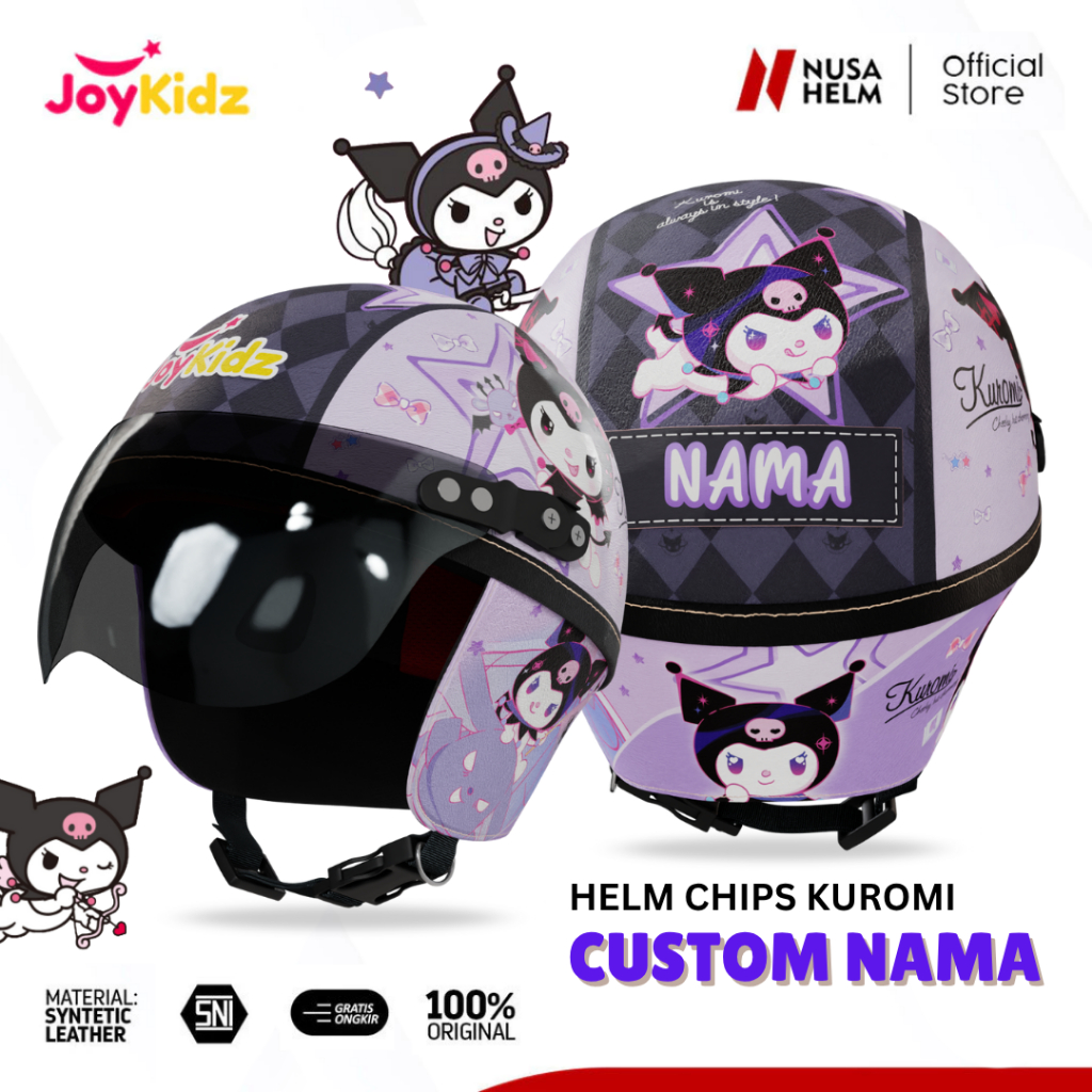 Helm Anak  1-4 Tahun Karakter Kuromi Custom Nama Unik Lucu