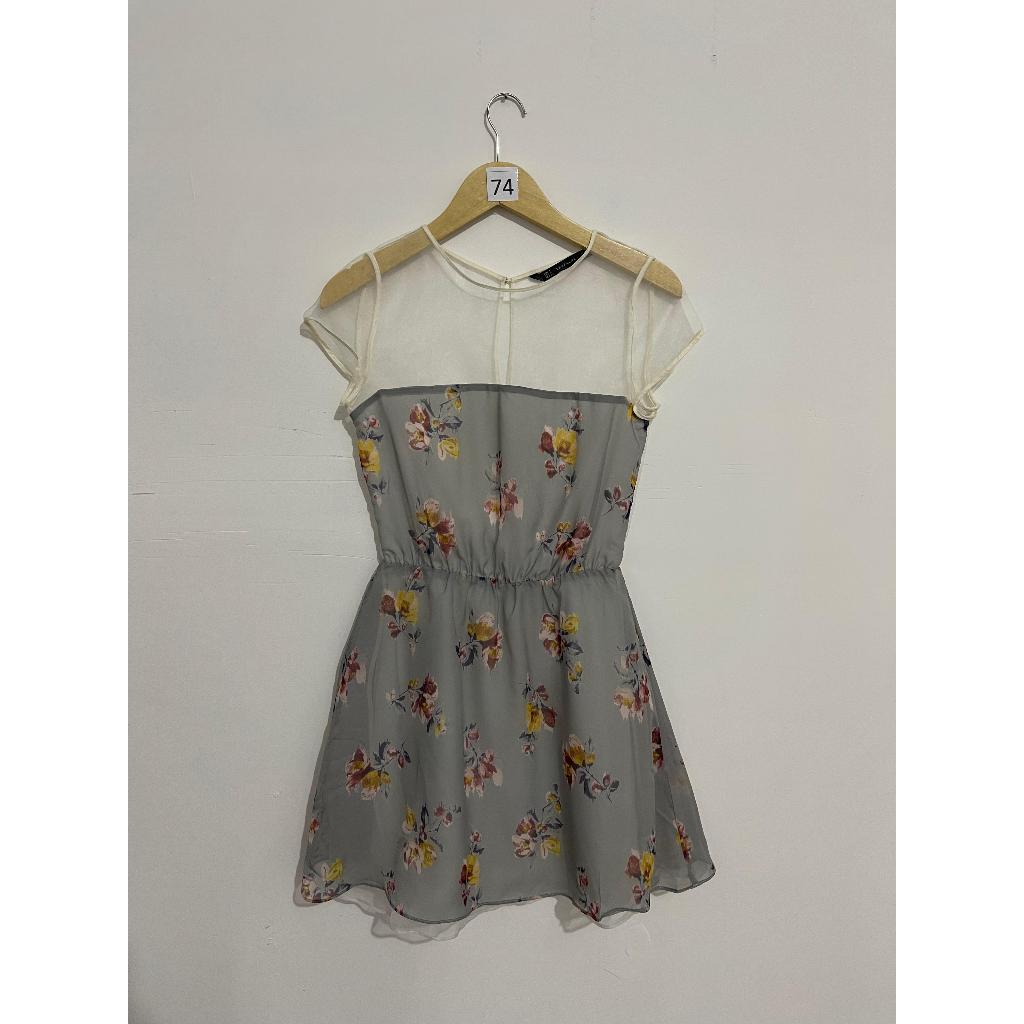 Zara Mini Dress Motif Bunga & Atasan Transparan - Second Ori