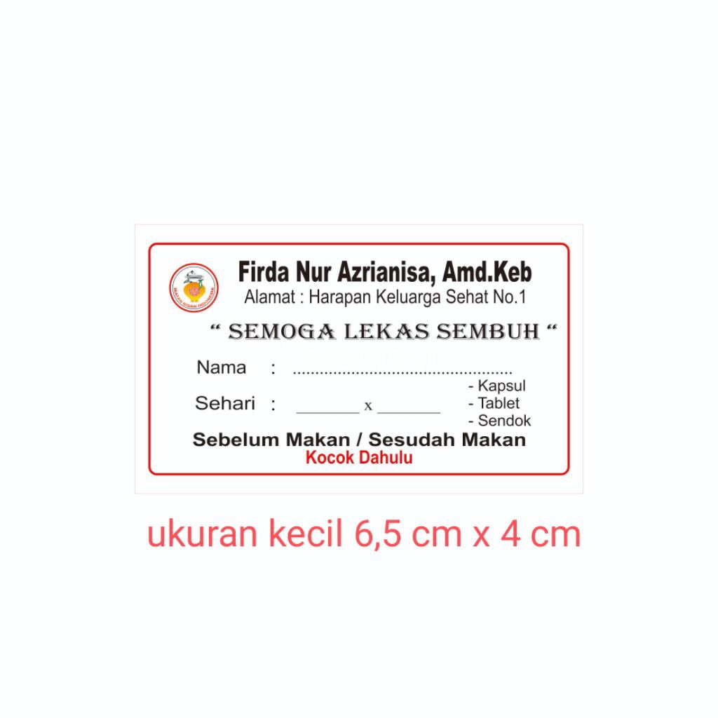 

Stiker Label Obat Bidan ( custom nama/tulisan/Logo) isi 50 pcs)