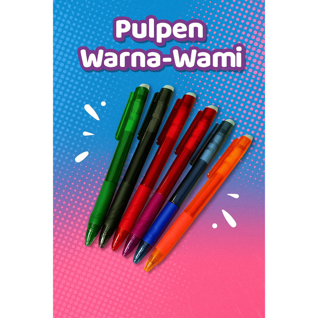 

Pulpen warna warni erasable di keranjang kecil putih
