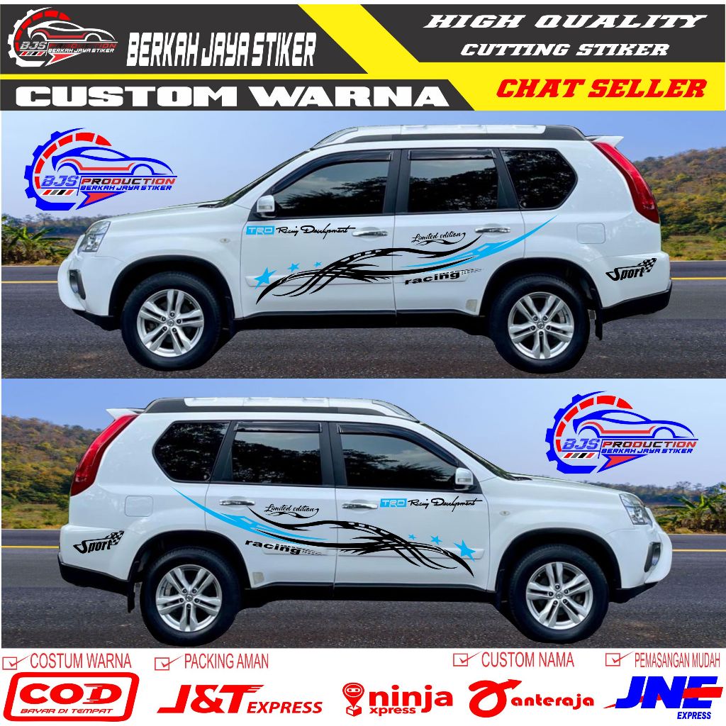 2pcs kanan kiri list stripe mobil nissan xtrail stiker sticker side body NISAN XTRAIL XT 2,5 T31
