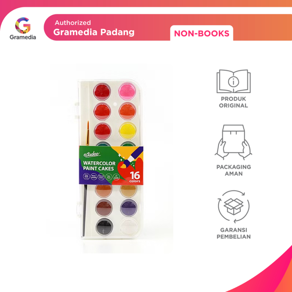 

Gramedia Padang - Estudee Watercolor Cake 23Mm Set16 Es-Wc23-16