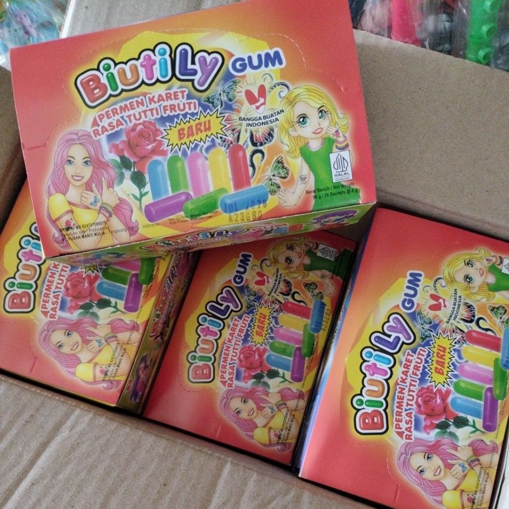 

PERMEN Biutily /PERMEN KARET harga 1box isi 24pcs