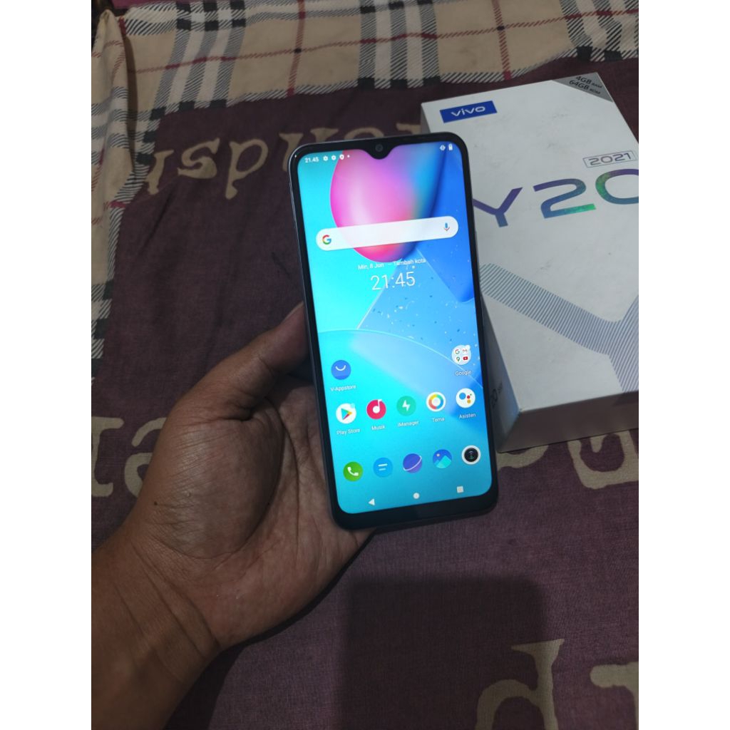 vivo y20 2021 normal ram 4gb 64gb fulset lengkap resmi hp game gaming