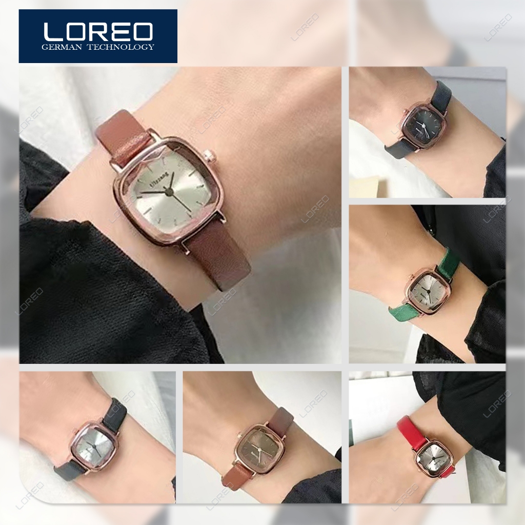 Loreo - Jam Tangan Wanita Retro Gaya Elegan Analog Watch Kulit Pu