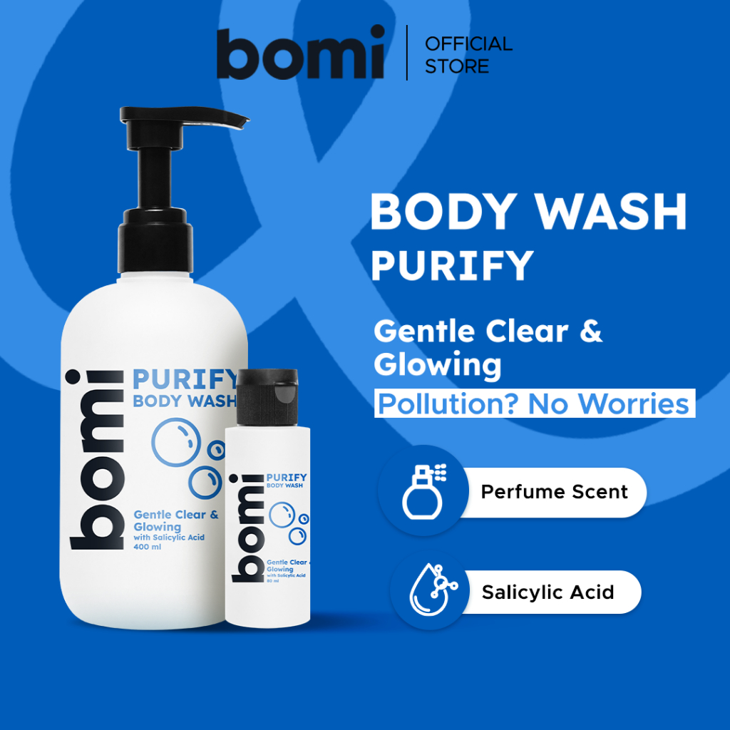 BOMI Purify Gentle Clear & Glowing Perfume Body Wash / Sabun Mandi Cair / Sabun Mandi Untuk Menguran