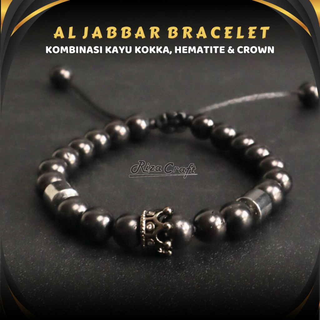 AL JABBAR - Gelang Serut Kayu Kokka Koka Kaokah Kaukah Kombinasi Batu Badar Besi Hematite Asli Origi
