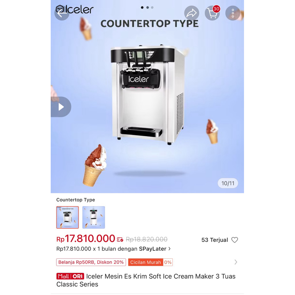 Mesin Soft Ice Cream Preloved / Second