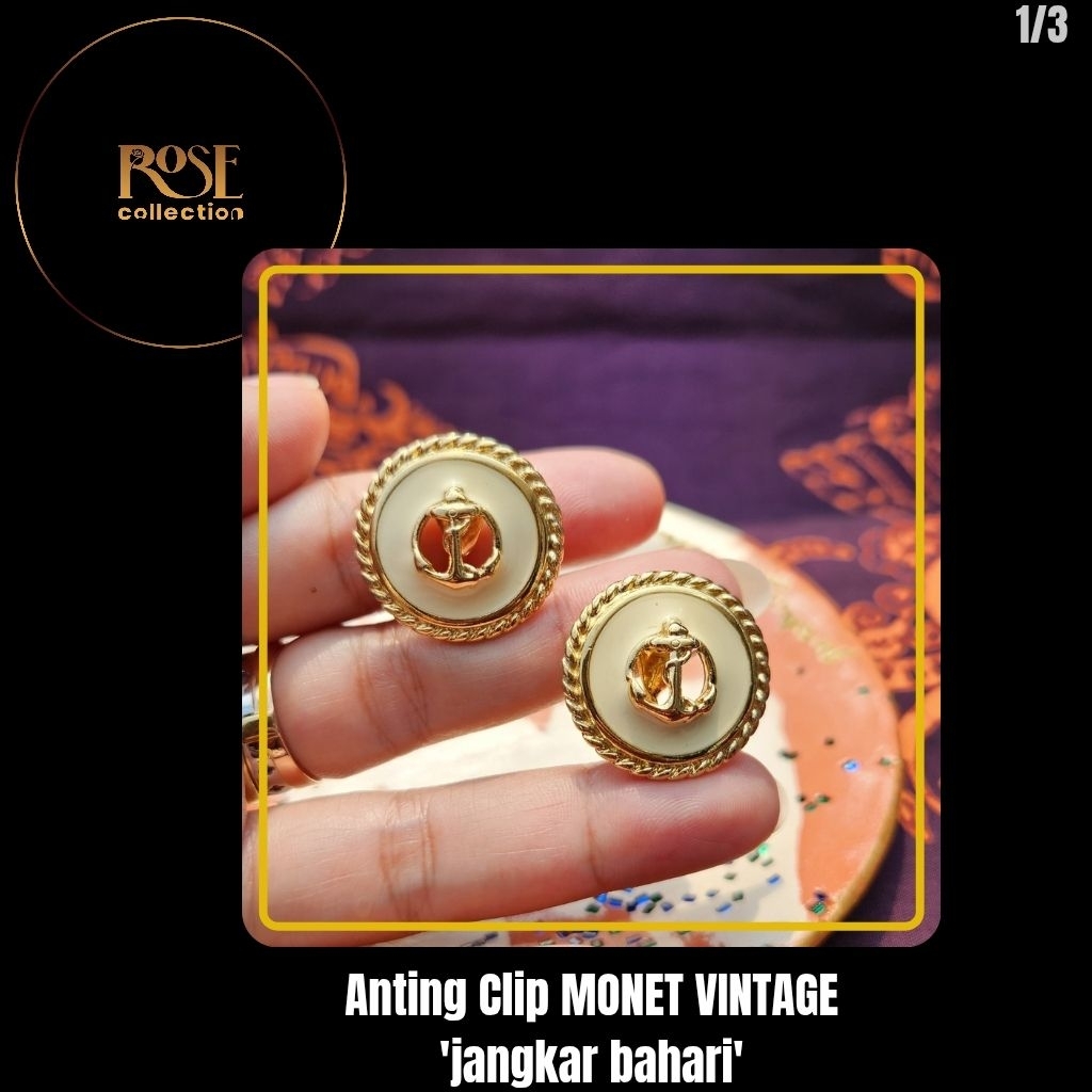 anting clip vintage monet jangkar anchor monet double chain monet kipas monet wave