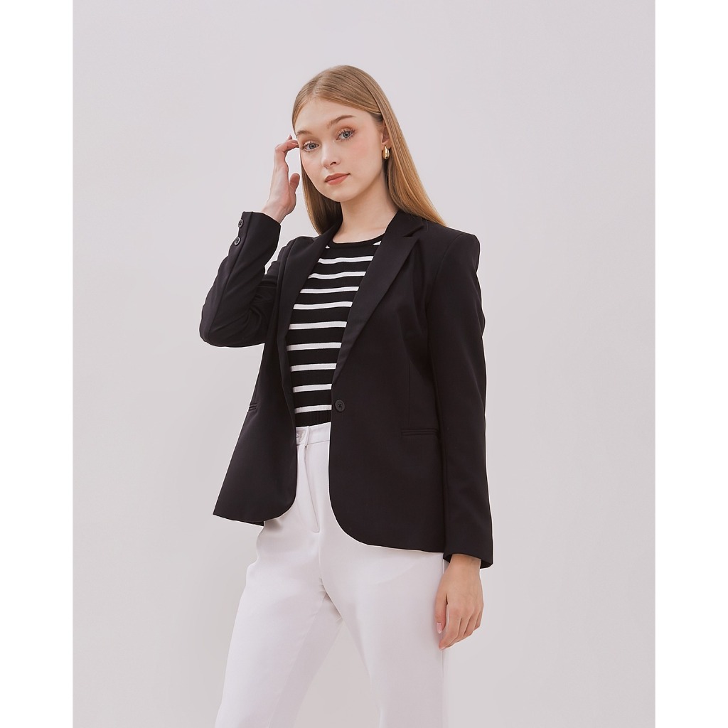 VALINO LADIES Blazer Wanita (Hitam & Cream)