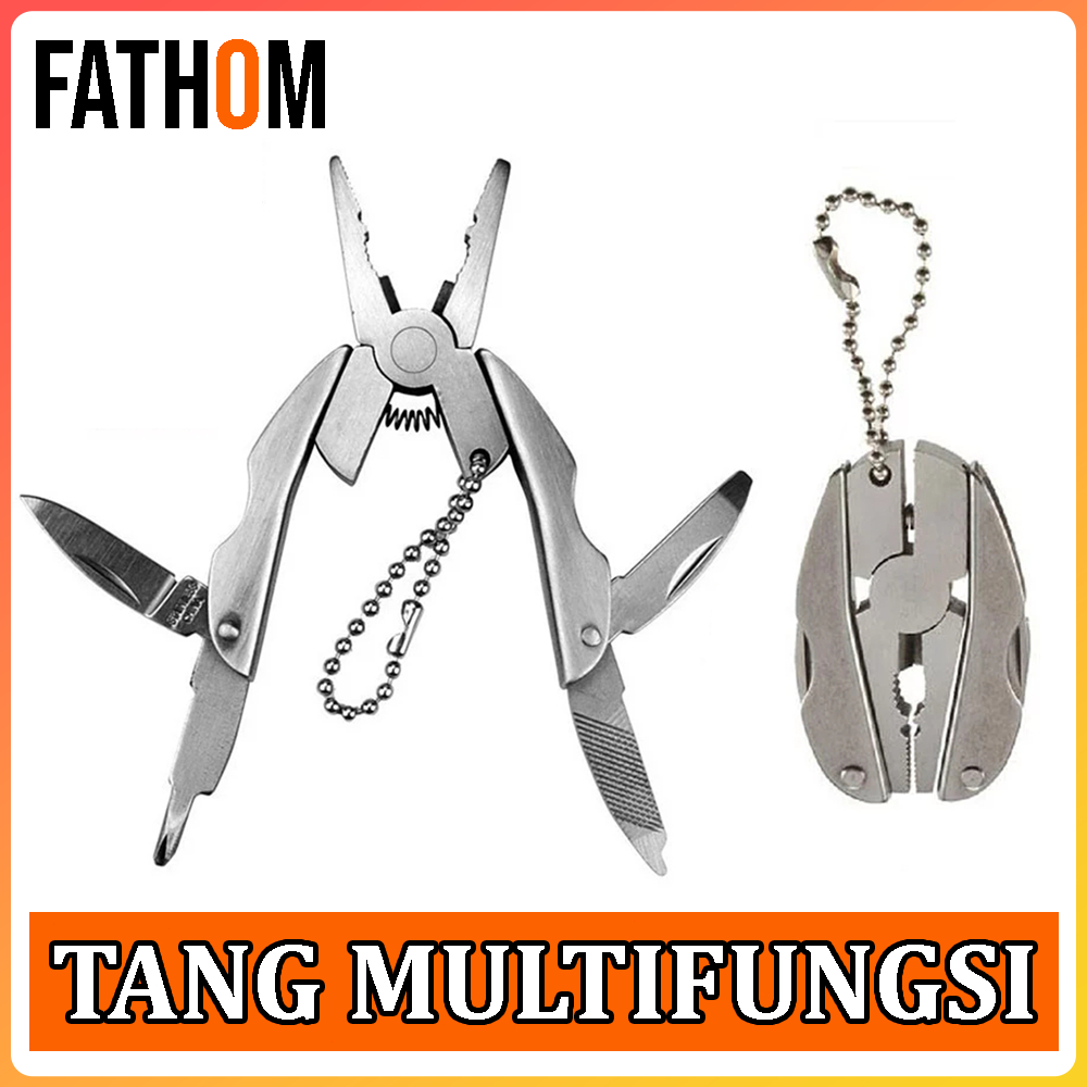Tang Pisau Multifungsi Tang Alat Kecil Tang Lipat Baja Penuh Gantungan Kunci Pembuka Botol Outdoor M